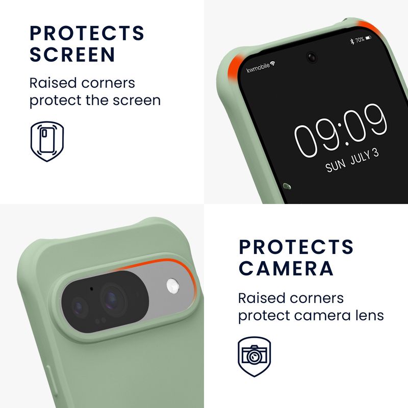 Laptop, Telefoane si Tablete - Telefoane mobile si accesorii - Accesorii Telefoane - Huse telefoane - Husa Kwmobile pentru Google Pixel 10/Pixel 10 Pro, protectie la socuri, silicon, verde - Infinity.ro
