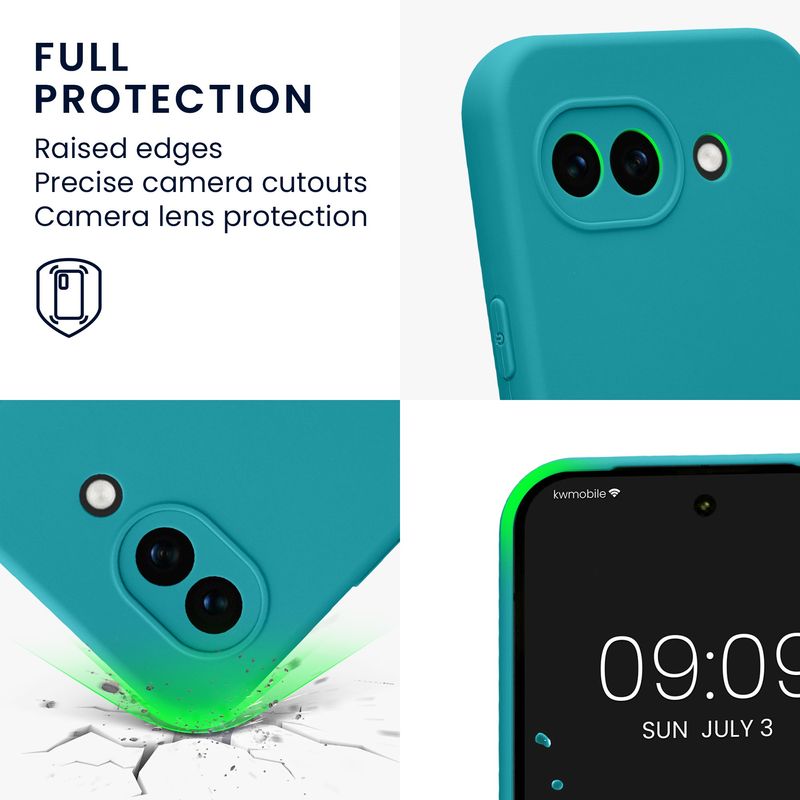 Laptop, Telefoane si Tablete - Telefoane mobile si accesorii - Accesorii Telefoane - Huse telefoane - Husa Kwmobile pentru Google Pixel 10a, anti-alunecare, silicon, turcoaz mat - Infinity.ro