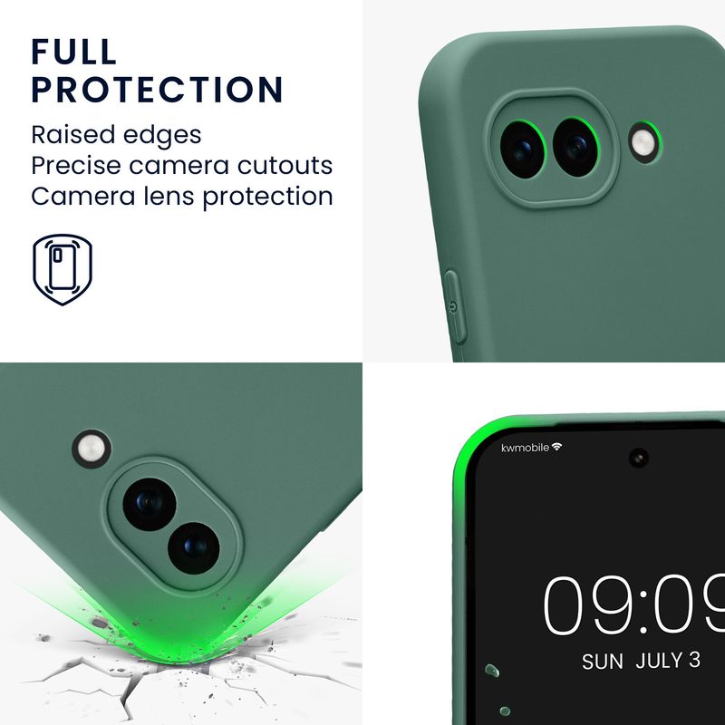 Laptop, Telefoane si Tablete - Telefoane mobile si accesorii - Accesorii Telefoane - Huse telefoane - Husa Kwmobile pentru Google Pixel 10a, anti-alunecare, silicon, verde padure - Infinity.ro