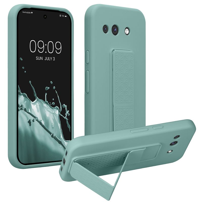 Laptop, Telefoane si Tablete - Telefoane mobile si accesorii - Accesorii Telefoane - Huse telefoane - Husa Kwmobile pentru Google Pixel 10a, functie stand, curea de mana, silicon, verde - Infinity.ro