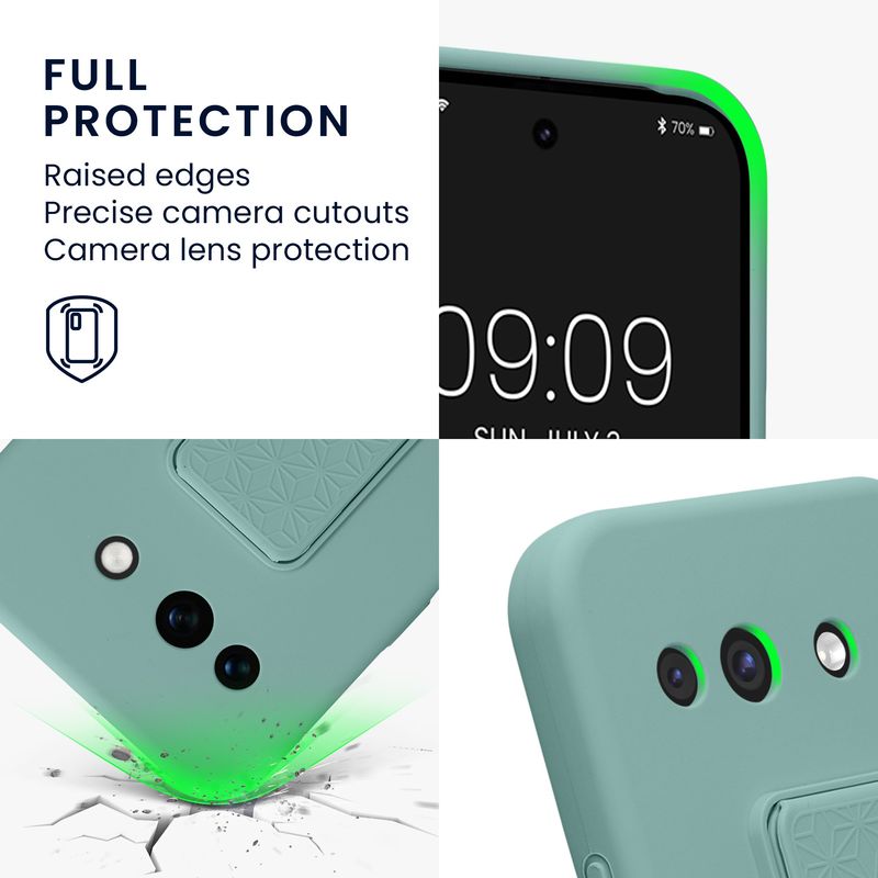 Laptop, Telefoane si Tablete - Telefoane mobile si accesorii - Accesorii Telefoane - Huse telefoane - Husa Kwmobile pentru Google Pixel 10a, functie stand, curea de mana, silicon, verde - Infinity.ro