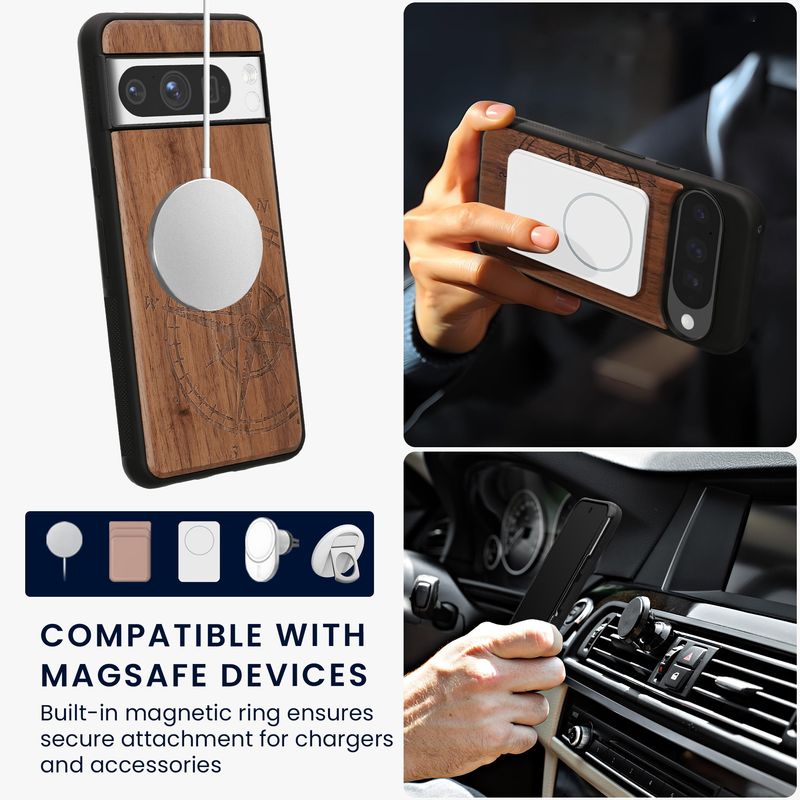 Laptop, Telefoane si Tablete - Telefoane mobile si accesorii - Accesorii Telefoane - Huse telefoane - Husa Kwmobile pentru Google Pixel 8 Pro, compatibilitate MagSafe, lemn, TPU, maro - Infinity.ro