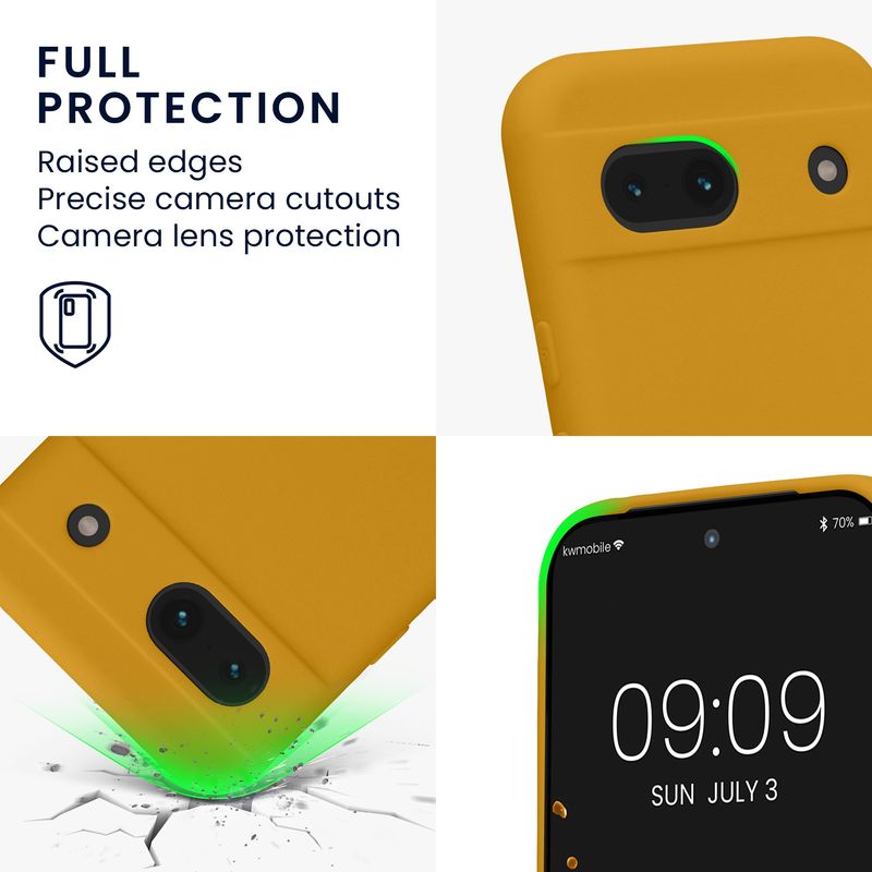 Laptop, Telefoane si Tablete - Telefoane mobile si accesorii - Accesorii Telefoane - Huse telefoane - Husa Kwmobile pentru Google Pixel 8a, anti-alunecare, protectie la zgarieturi, silicon, galben - Infinity.ro