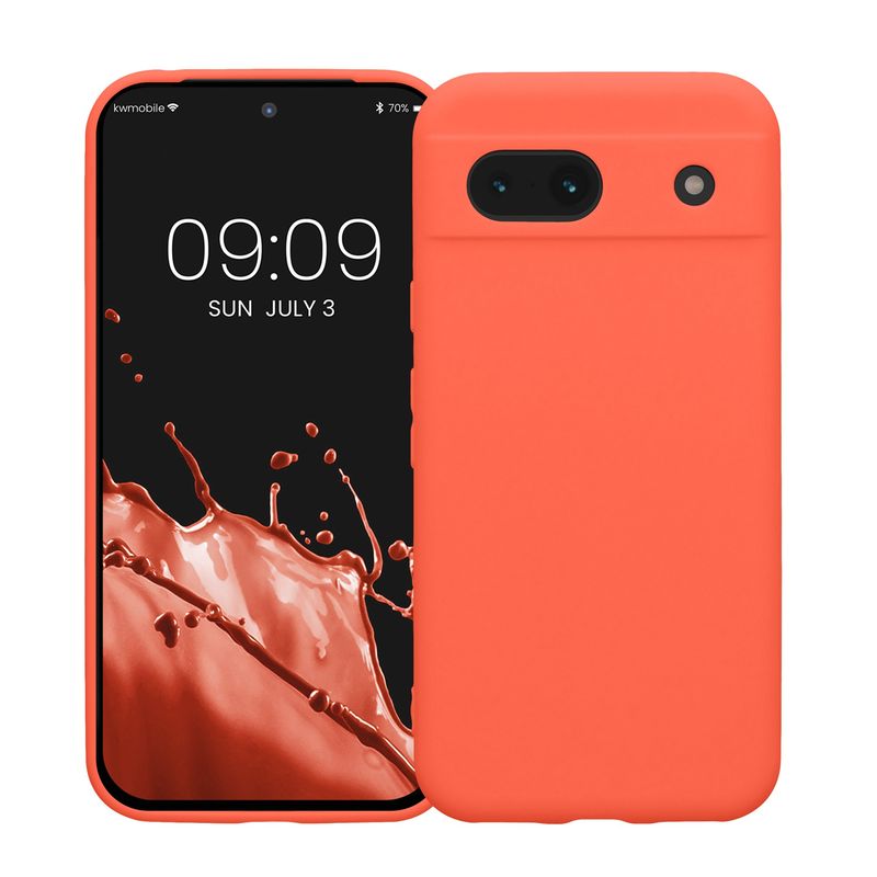 Laptop, Telefoane si Tablete - Telefoane mobile si accesorii - Accesorii Telefoane - Huse telefoane - Husa Kwmobile pentru Google Pixel 8a, anti-alunecare, silicon, coral intens - Infinity.ro