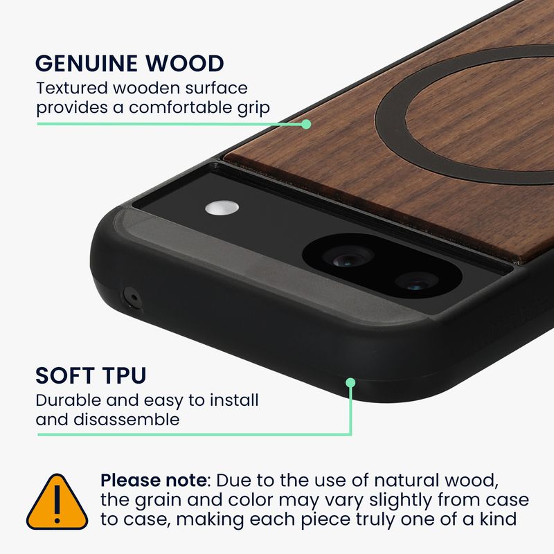 Laptop, Telefoane si Tablete - Telefoane mobile si accesorii - Accesorii Telefoane - Huse telefoane - Husa Kwmobile pentru Google Pixel 8a, compatibilitate MagSafe, lemn, TPU, maro - Infinity.ro