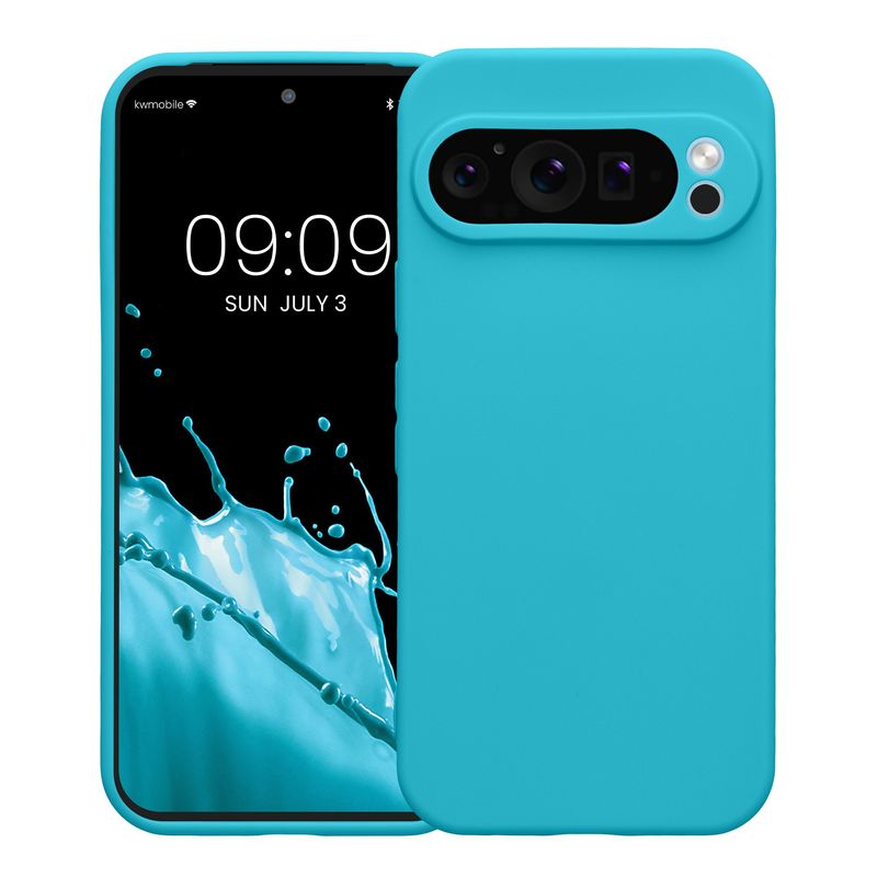 Laptop, Telefoane si Tablete - Telefoane mobile si accesorii - Accesorii Telefoane - Huse telefoane - Husa Kwmobile pentru Google Pixel 9 Pro, anti-alunecare, silicon, albastru glaciar - Infinity.ro