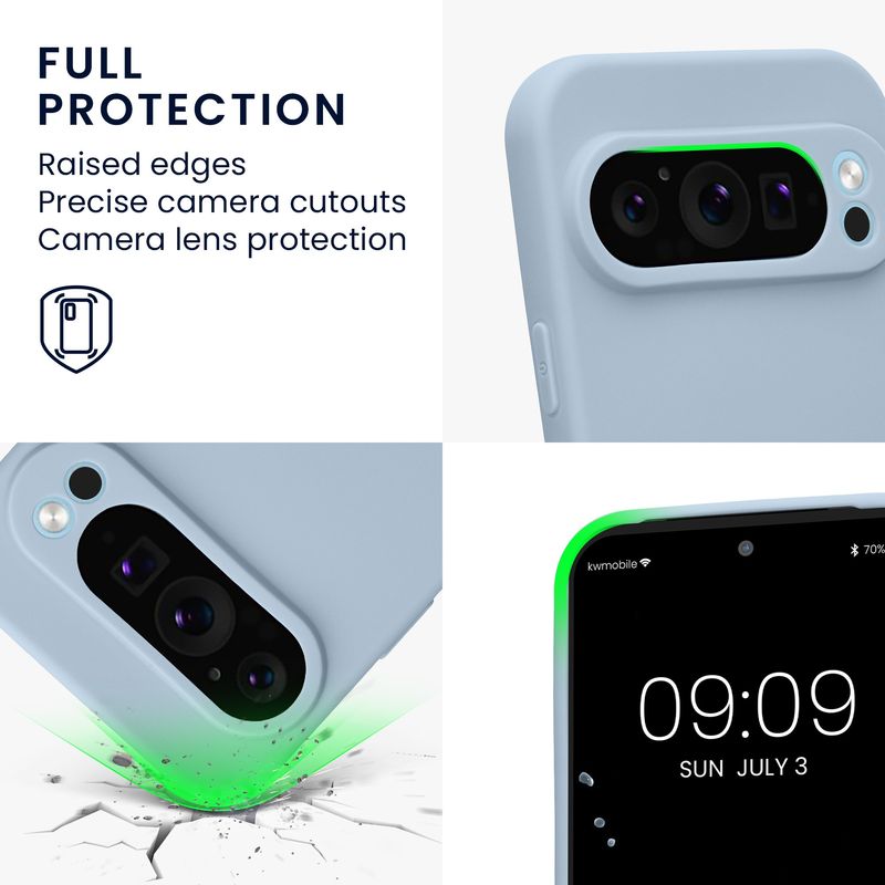 Laptop, Telefoane si Tablete - Telefoane mobile si accesorii - Accesorii Telefoane - Huse telefoane - Husa Kwmobile pentru Google Pixel 9 Pro, anti-alunecare, silicon, albastru deschis - Infinity.ro
