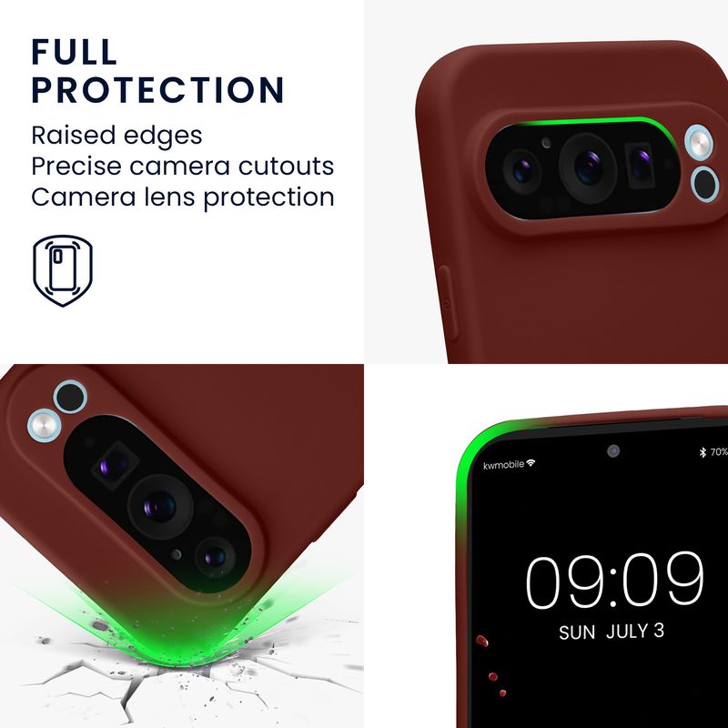 Laptop, Telefoane si Tablete - Telefoane mobile si accesorii - Accesorii Telefoane - Huse telefoane - Husa Kwmobile pentru Google Pixel 9 Pro, anti-alunecare, silicon, rosu aramiu - Infinity.ro