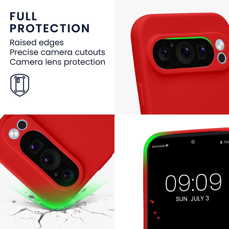 Laptop, Telefoane si Tablete - Telefoane mobile si accesorii - Accesorii Telefoane - Huse telefoane - Husa Kwmobile pentru Google Pixel 9 Pro, anti-alunecare, silicon, rosu clasic - Infinity.ro