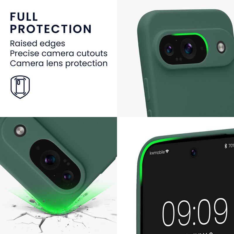 Laptop, Telefoane si Tablete - Telefoane mobile si accesorii - Accesorii Telefoane - Huse telefoane - Husa Kwmobile pentru Google Pixel 9, anti-alunecare, protectie la zgarieturi, silicon, verde - Infinity.ro