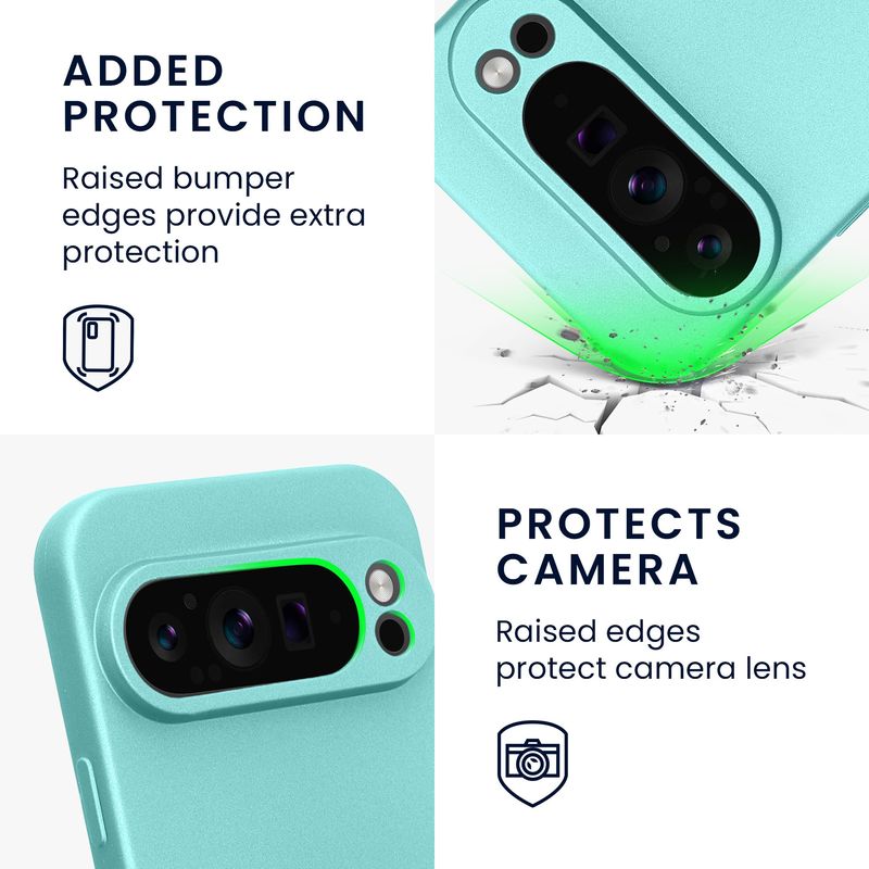 Laptop, Telefoane si Tablete - Telefoane mobile si accesorii - Accesorii Telefoane - Huse telefoane - Husa Kwmobile pentru Google Pixel 9 Pro, anti-alunecare, silicon, verde menta - Infinity.ro