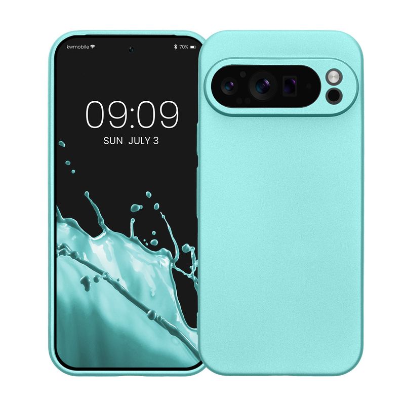 Laptop, Telefoane si Tablete - Telefoane mobile si accesorii - Accesorii Telefoane - Huse telefoane - Husa Kwmobile pentru Google Pixel 9 Pro, anti-alunecare, silicon, verde menta - Infinity.ro