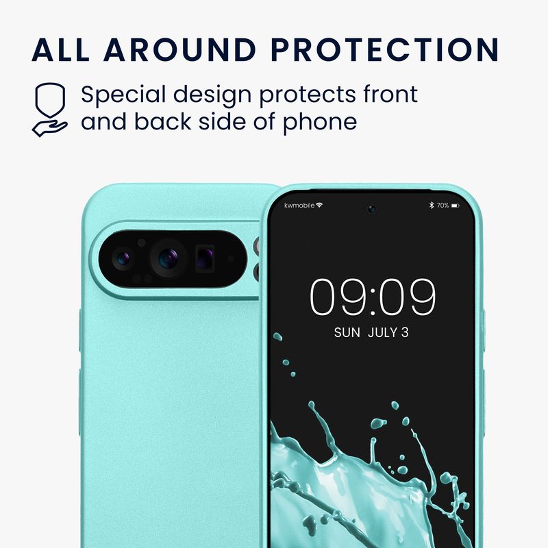 Laptop, Telefoane si Tablete - Telefoane mobile si accesorii - Accesorii Telefoane - Huse telefoane - Husa Kwmobile pentru Google Pixel 9 Pro, anti-alunecare, silicon, verde menta - Infinity.ro