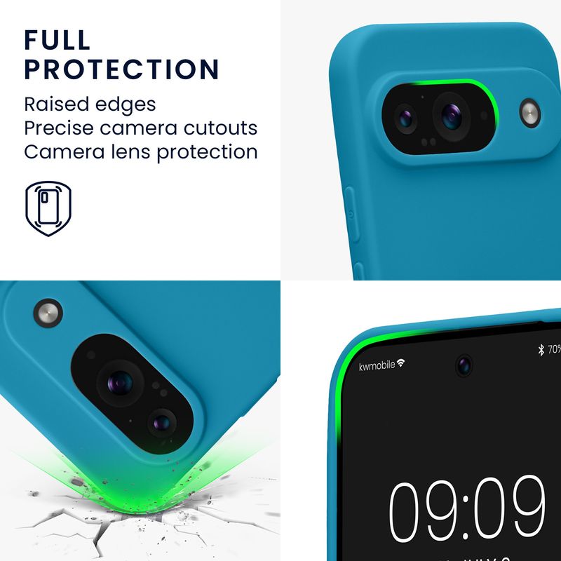 Laptop, Telefoane si Tablete - Telefoane mobile si accesorii - Accesorii Telefoane - Huse telefoane - Husa Kwmobile pentru Google Pixel 9, anti-alunecare, silicon, albastru caraibian - Infinity.ro