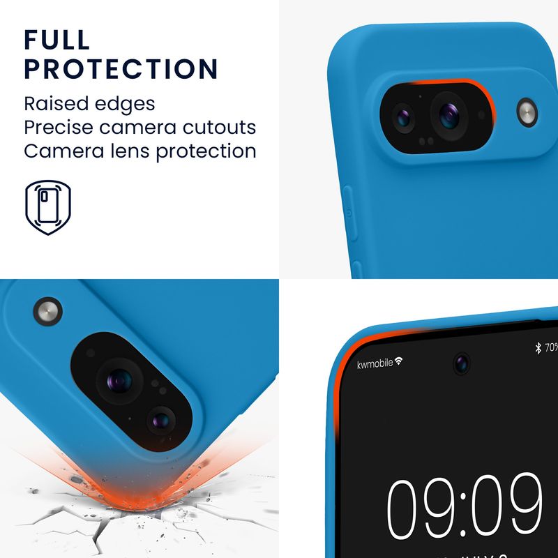 Laptop, Telefoane si Tablete - Telefoane mobile si accesorii - Accesorii Telefoane - Huse telefoane - Husa Kwmobile pentru Google Pixel 9, anti-alunecare, silicon, albastru recif - Infinity.ro