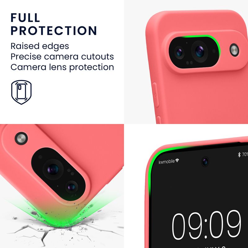 Laptop, Telefoane si Tablete - Telefoane mobile si accesorii - Accesorii Telefoane - Huse telefoane - Husa Kwmobile pentru Google Pixel 9, anti-alunecare, silicon, coral neon - Infinity.ro