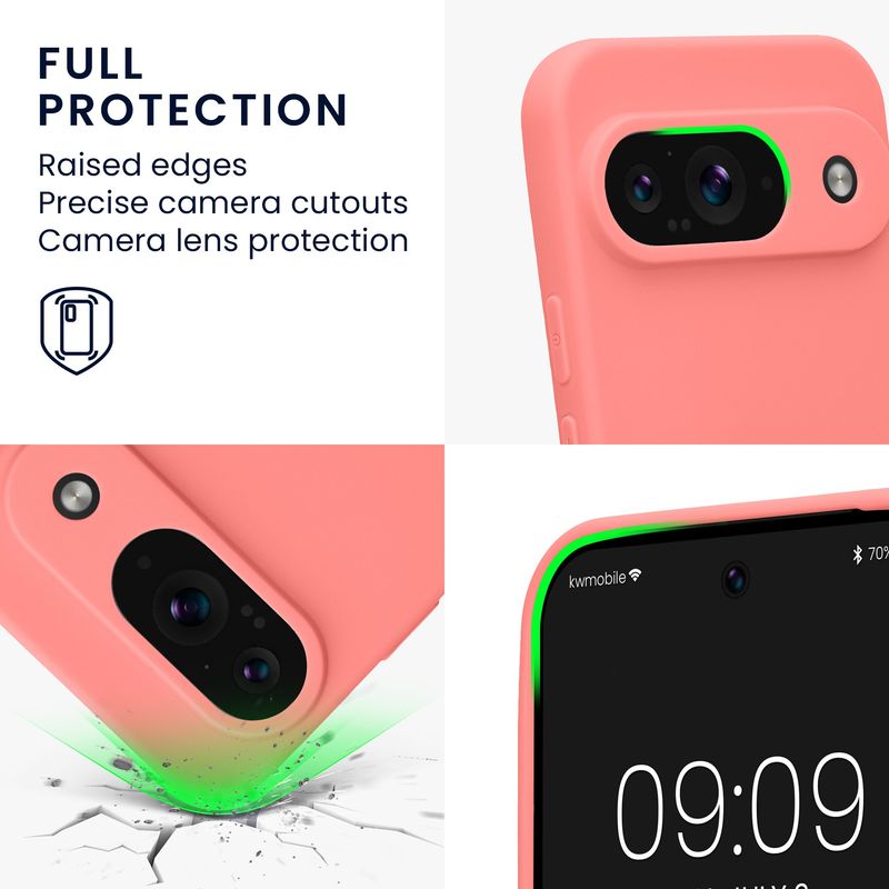 Laptop, Telefoane si Tablete - Telefoane mobile si accesorii - Accesorii Telefoane - Huse telefoane - Husa Kwmobile pentru Google Pixel 9, anti-alunecare, silicon, coral pastel - Infinity.ro