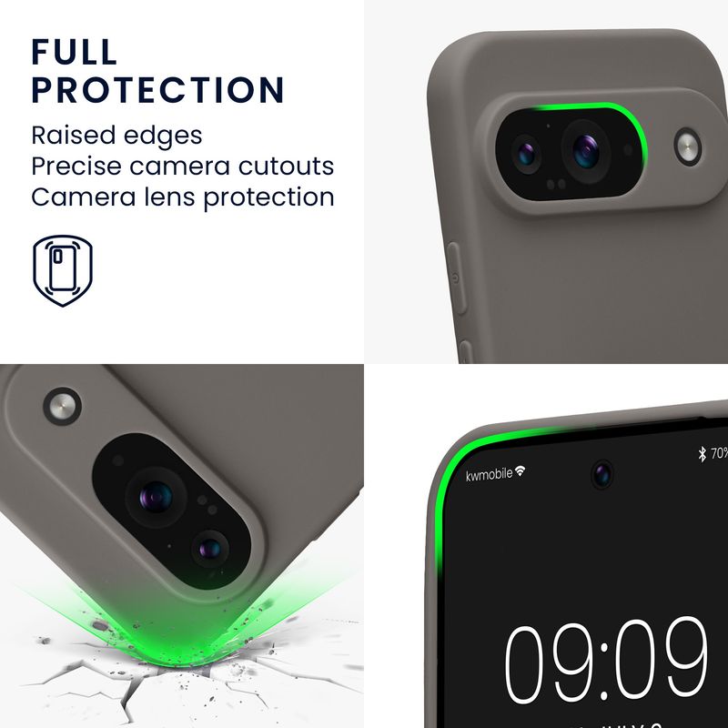 Laptop, Telefoane si Tablete - Telefoane mobile si accesorii - Accesorii Telefoane - Huse telefoane - Husa Kwmobile pentru Google Pixel 9, anti-alunecare, silicon, gri - Infinity.ro