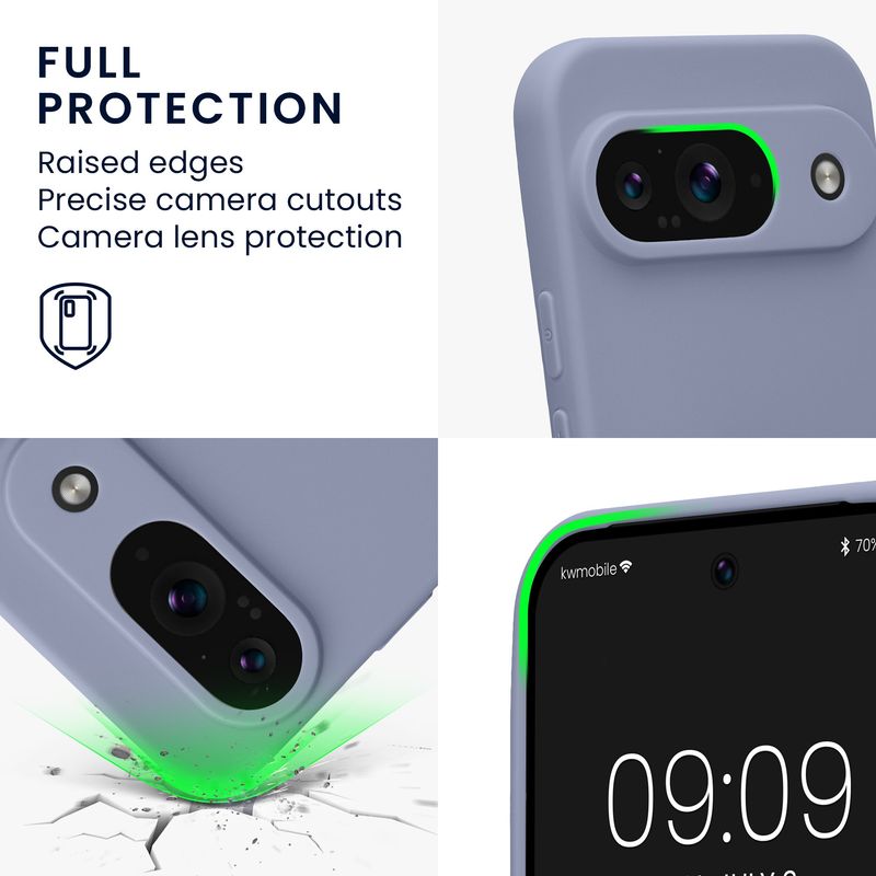 Laptop, Telefoane si Tablete - Telefoane mobile si accesorii - Accesorii Telefoane - Huse telefoane - Husa Kwmobile pentru Google Pixel 9, anti-alunecare, silicon, gri-lavanda - Infinity.ro