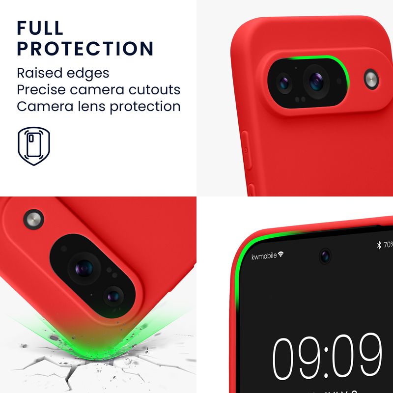 Laptop, Telefoane si Tablete - Telefoane mobile si accesorii - Accesorii Telefoane - Huse telefoane - Husa Kwmobile pentru Google Pixel 9, anti-alunecare, silicon, rosu clasic - Infinity.ro
