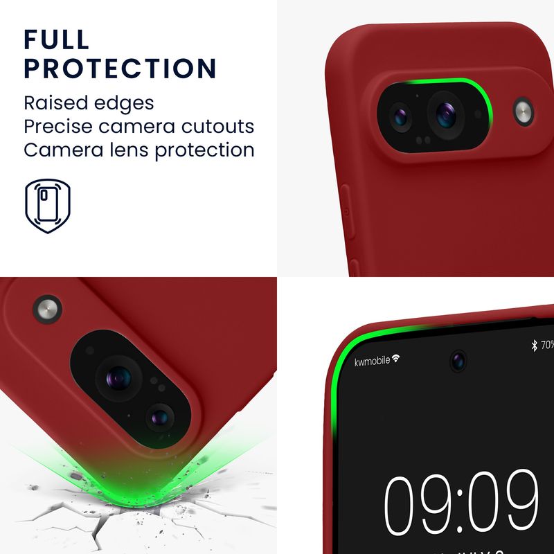 Laptop, Telefoane si Tablete - Telefoane mobile si accesorii - Accesorii Telefoane - Huse telefoane - Husa Kwmobile pentru Google Pixel 9, anti-alunecare, silicon, rosu rubarba - Infinity.ro