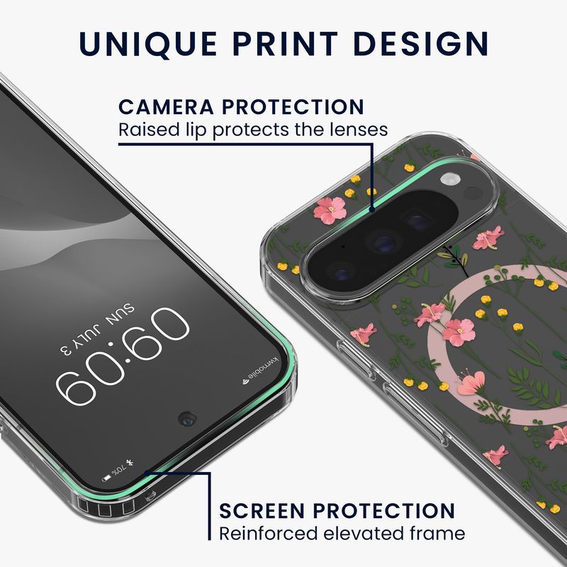 Laptop, Telefoane si Tablete - Telefoane mobile si accesorii - Accesorii Telefoane - Huse telefoane - Husa Kwmobile pentru Google Pixel 9/Pixel 9 Pro, compatibilitate MagSafe, anti-alunecare, acril, TPU, transparent - Infinity.ro