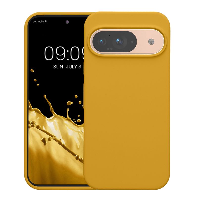 Laptop, Telefoane si Tablete - Telefoane mobile si accesorii - Accesorii Telefoane - Huse telefoane - Husa Kwmobile pentru Google Pixel 9/Pixel 9 Pro, incarcare wireless, silicon, galben - Infinity.ro