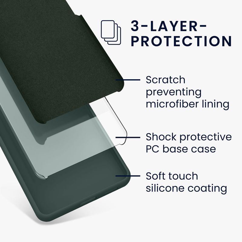 Laptop, Telefoane si Tablete - Telefoane mobile si accesorii - Accesorii Telefoane - Huse telefoane - Husa Kwmobile pentru Google Pixel 9a, anti-alunecare, anti-amprenta, silicon, verde muschi - Infinity.ro