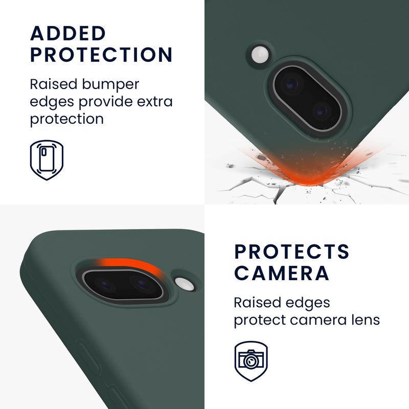 Laptop, Telefoane si Tablete - Telefoane mobile si accesorii - Accesorii Telefoane - Huse telefoane - Husa Kwmobile pentru Google Pixel 9a, anti-alunecare, anti-amprenta, silicon, verde muschi - Infinity.ro