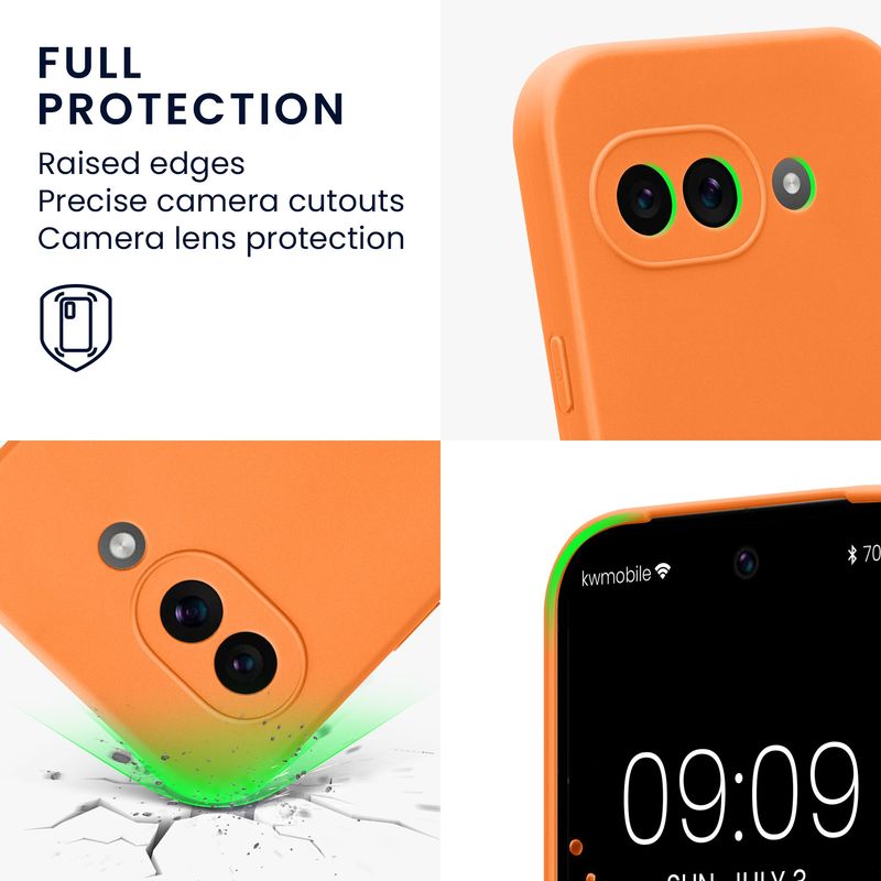 Laptop, Telefoane si Tablete - Telefoane mobile si accesorii - Accesorii Telefoane - Huse telefoane - Husa Kwmobile pentru Google Pixel 9a, anti-alunecare, protectie la zgarieturi, silicon, portocaliu - Infinity.ro