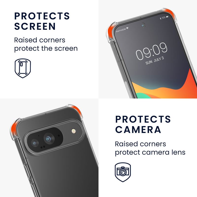 Laptop, Telefoane si Tablete - Telefoane mobile si accesorii - Accesorii Telefoane - Huse telefoane - Husa Kwmobile pentru Google Pixel 9/Pixel 9 Pro, protectie la socuri, TPU, verde, transparent - Infinity.ro