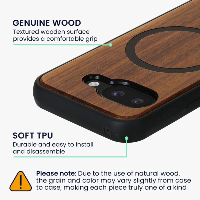 Laptop, Telefoane si Tablete - Telefoane mobile si accesorii - Accesorii Telefoane - Huse telefoane - Husa Kwmobile pentru Google Pixel 9a, compatibilitate MagSafe, anti-alunecare, lemn, TPU, maro - Infinity.ro
