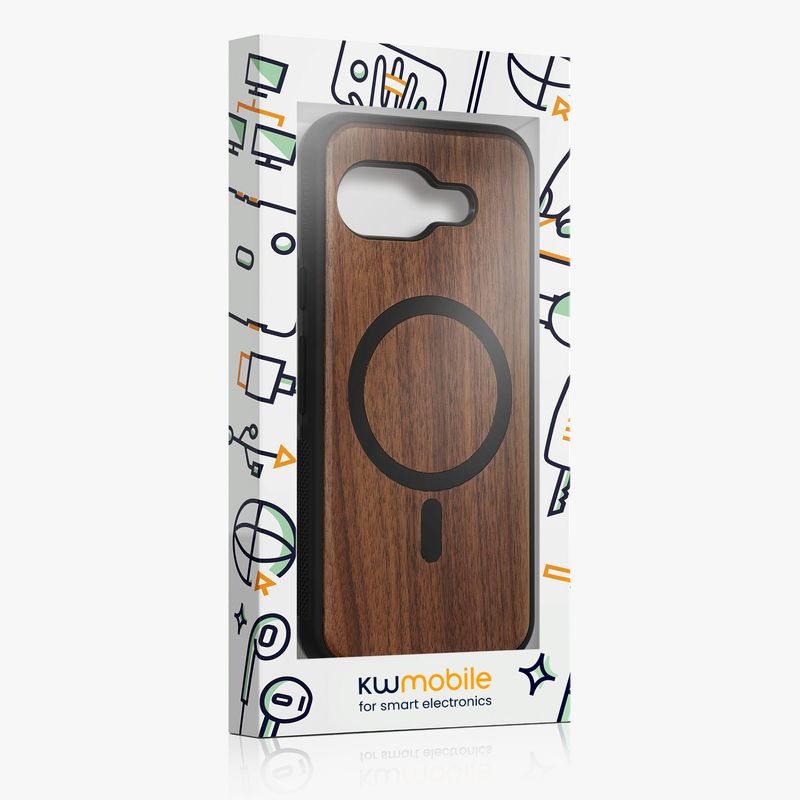 Laptop, Telefoane si Tablete - Telefoane mobile si accesorii - Accesorii Telefoane - Huse telefoane - Husa Kwmobile pentru Google Pixel 9a, compatibilitate MagSafe, anti-alunecare, lemn, TPU, maro - Infinity.ro