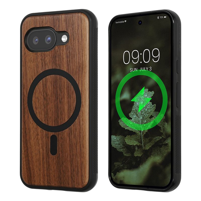 Laptop, Telefoane si Tablete - Telefoane mobile si accesorii - Accesorii Telefoane - Huse telefoane - Husa Kwmobile pentru Google Pixel 9a, compatibilitate MagSafe, anti-alunecare, lemn, TPU, maro - Infinity.ro