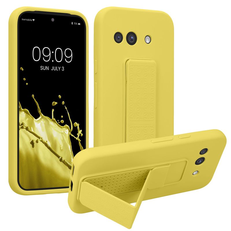 Laptop, Telefoane si Tablete - Telefoane mobile si accesorii - Accesorii Telefoane - Huse telefoane - Husa Kwmobile pentru Google Pixel 9a, functie stand, silicon, galben - Infinity.ro