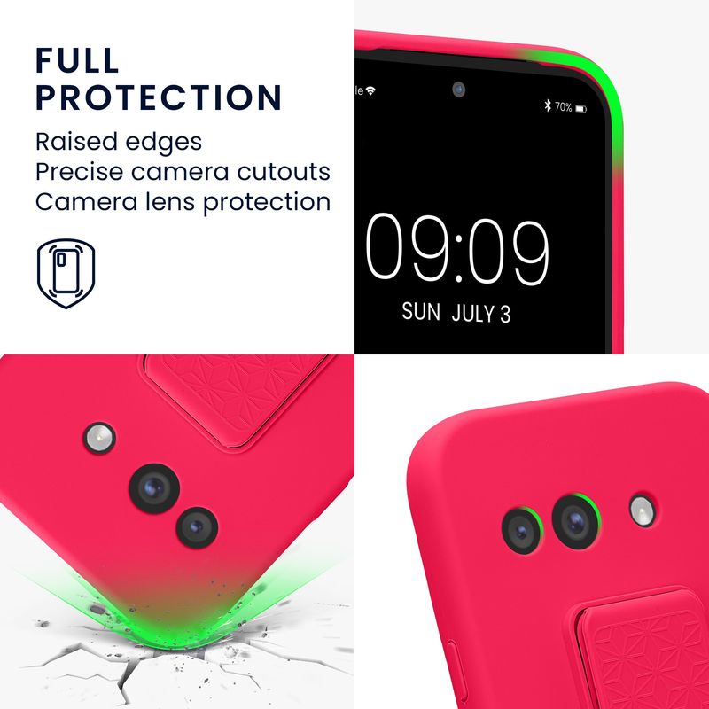 Laptop, Telefoane si Tablete - Telefoane mobile si accesorii - Accesorii Telefoane - Huse telefoane - Husa Kwmobile pentru Google Pixel 9a, functie stand, silicon, roz neon - Infinity.ro