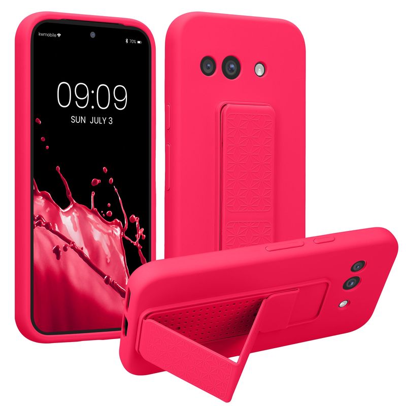 Laptop, Telefoane si Tablete - Telefoane mobile si accesorii - Accesorii Telefoane - Huse telefoane - Husa Kwmobile pentru Google Pixel 9a, functie stand, silicon, roz neon - Infinity.ro