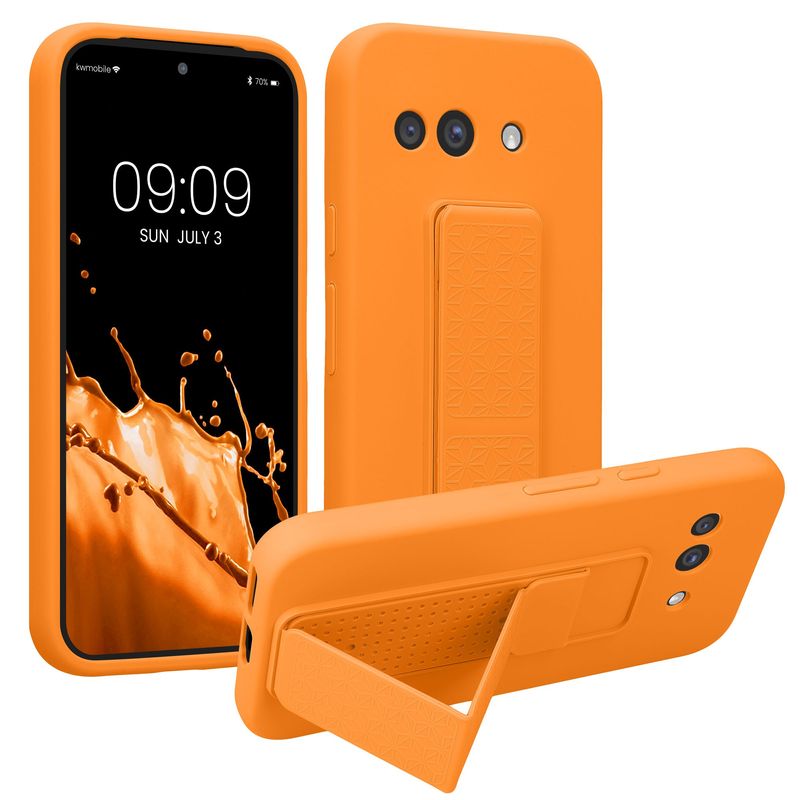 Laptop, Telefoane si Tablete - Telefoane mobile si accesorii - Accesorii Telefoane - Huse telefoane - Husa Kwmobile pentru Google Pixel 9a, functie stand, silicon, portocaliu - Infinity.ro