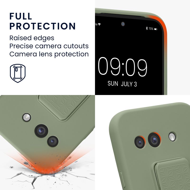 Laptop, Telefoane si Tablete - Telefoane mobile si accesorii - Accesorii Telefoane - Huse telefoane - Husa Kwmobile pentru Google Pixel 9a, functie stand, silicon, verde, gri - Infinity.ro