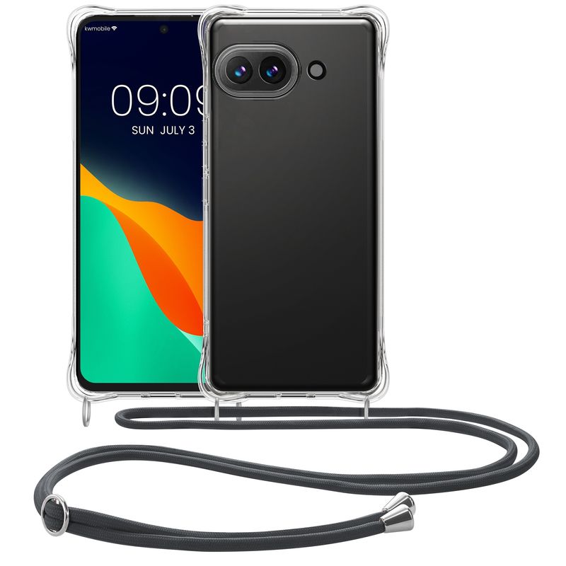 Laptop, Telefoane si Tablete - Telefoane mobile si accesorii - Accesorii Telefoane - Huse telefoane - Husa Kwmobile pentru Google Pixel 9a, protectie la socuri, TPU, gri, transparent - Infinity.ro