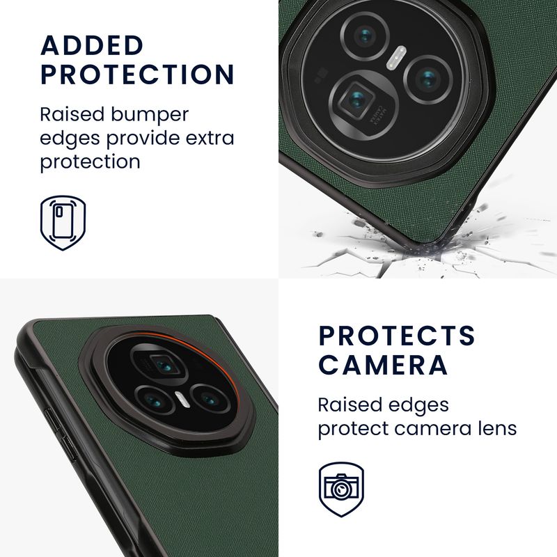 Laptop, Telefoane si Tablete - Telefoane mobile si accesorii - Accesorii Telefoane - Huse telefoane - Husa Kwmobile pentru Honor Magic V3, protectie la socuri, piele ecologica, verde - Infinity.ro