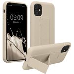 Laptop, Telefoane si Tablete - Telefoane mobile si accesorii - Accesorii Telefoane - Huse telefoane - Husa Kwmobile pentru iPhone 11, functie stand, silicon, bej, curea de mana - Infinity.ro