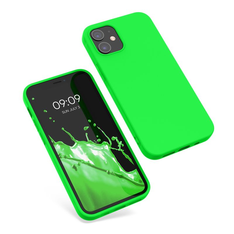 Laptop, Telefoane si Tablete - Telefoane mobile si accesorii - Accesorii Telefoane - Huse telefoane - Husa Kwmobile pentru iPhone 12 mini, incarcare wireless, silicon, verde - Infinity.ro