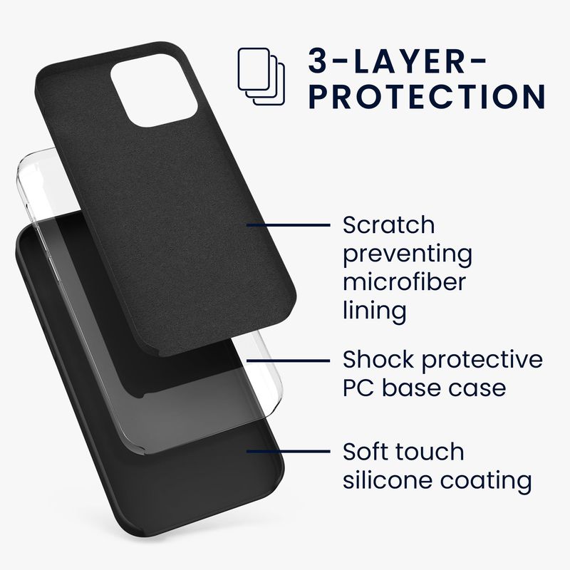 Laptop, Telefoane si Tablete - Telefoane mobile si accesorii - Accesorii Telefoane - Huse telefoane - Husa Kwmobile pentru iPhone 12/12 Pro, anti-alunecare, silicon, negru - Infinity.ro