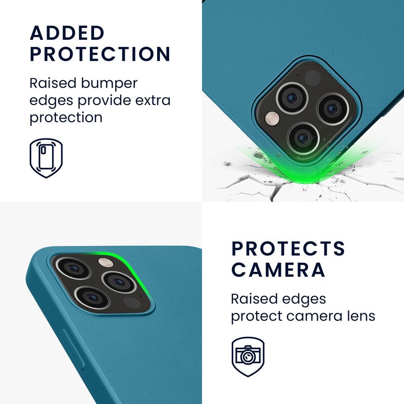 Laptop, Telefoane si Tablete - Telefoane mobile si accesorii - Accesorii Telefoane - Huse telefoane - Husa Kwmobile pentru iPhone 12/12 Pro, anti-alunecare, silicon, albastru - Infinity.ro