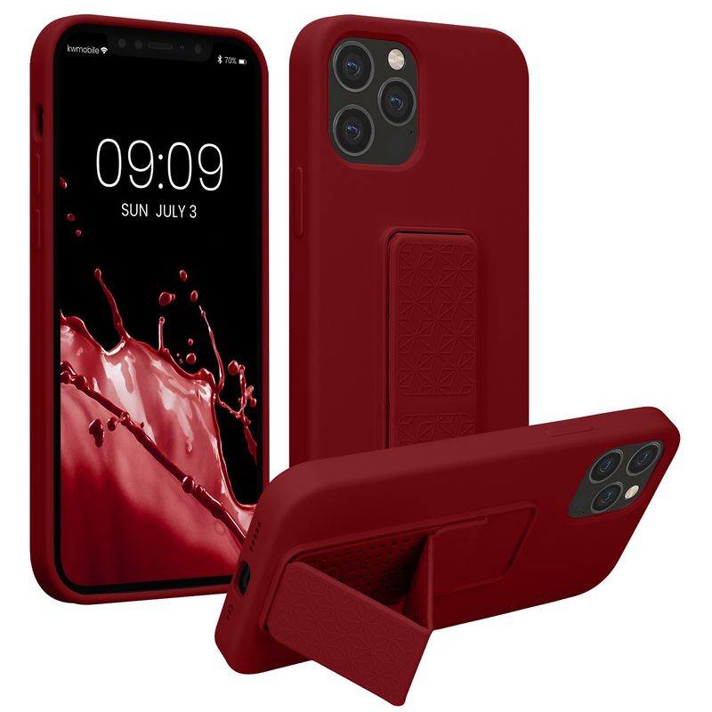 Laptop, Telefoane si Tablete - Telefoane mobile si accesorii - Accesorii Telefoane - Huse telefoane - Husa Kwmobile pentru iPhone 12/12 Pro, functie stand, silicon, rosu - Infinity.ro
