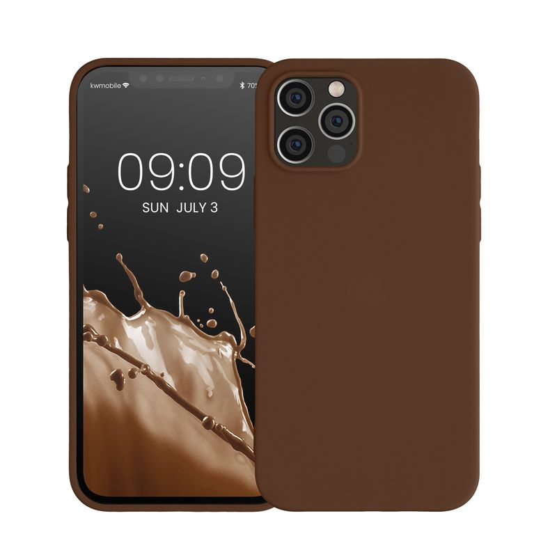 Laptop, Telefoane si Tablete - Telefoane mobile si accesorii - Accesorii Telefoane - Huse telefoane - Husa Kwmobile pentru iPhone 12/12 Pro, incarcare wireless, silicon, maro - Infinity.ro