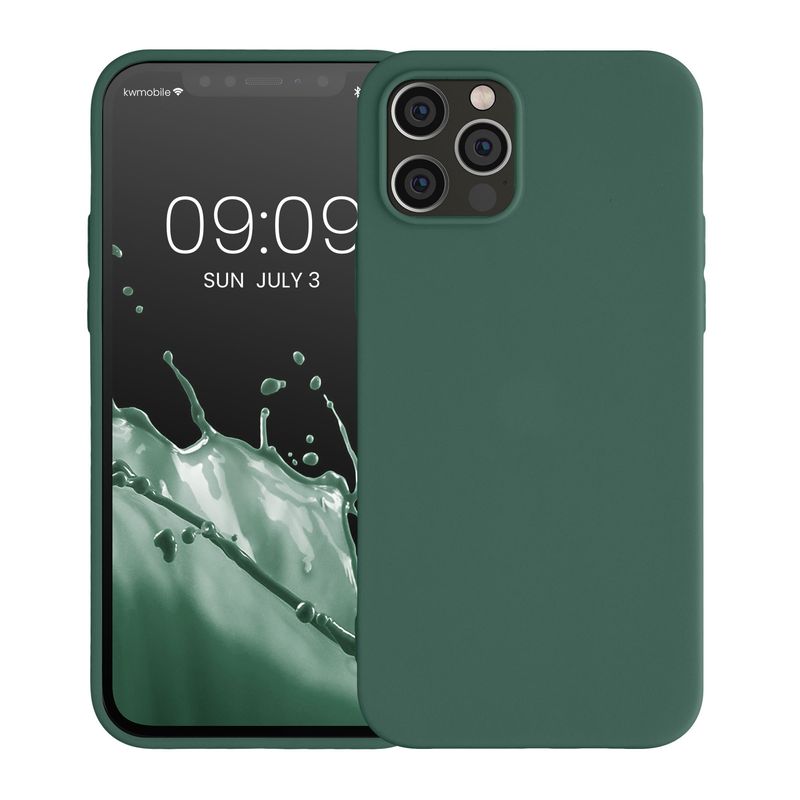 Laptop, Telefoane si Tablete - Telefoane mobile si accesorii - Accesorii Telefoane - Huse telefoane - Husa Kwmobile pentru iPhone 12/12 Pro, incarcare wireless, silicon, verde - Infinity.ro