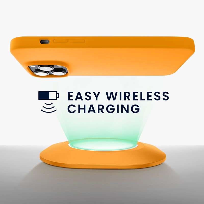 Laptop, Telefoane si Tablete - Telefoane mobile si accesorii - Accesorii Telefoane - Huse telefoane - Husa Kwmobile pentru iPhone 14 Pro Max, incarcare wireless, anti-alunecare, silicon, portocaliu - Infinity.ro