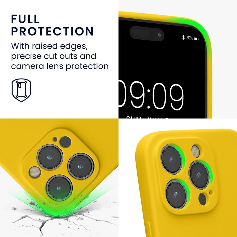 Laptop, Telefoane si Tablete - Telefoane mobile si accesorii - Accesorii Telefoane - Huse telefoane - Husa Kwmobile pentru iPhone 14 Pro, anti-alunecare, silicon, galben intens - Infinity.ro